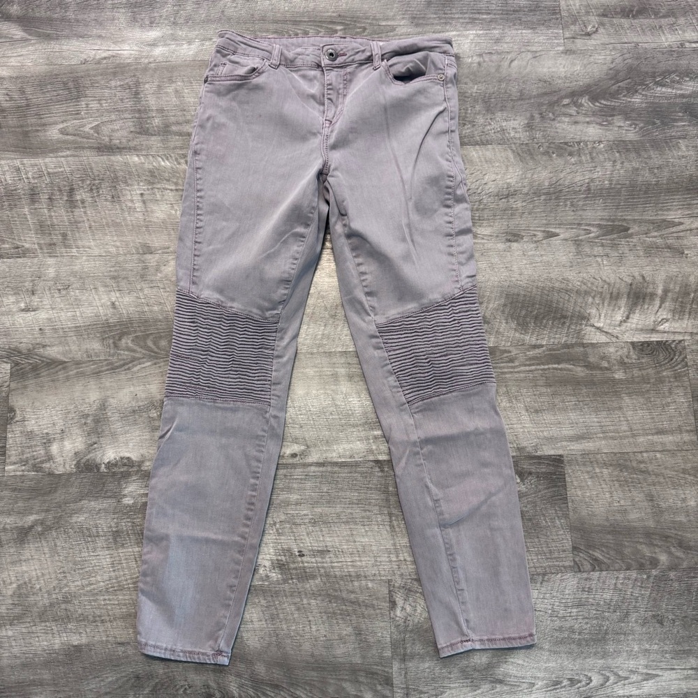 Pistola Audrey Moto Skinny Jeans Gray Purple Hue Mid Rise Womens Sz. 28
